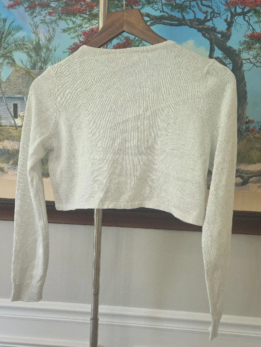 The Children's Place Sparkle Cream Knit Cropped Cardigan